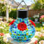 Mangeoire solaire à colibri avec lumière DEL à énergie solaire, mangeoire à suspendre en verre soufflé à la main 17 oz, conception facile à nettoyer antirouille, décoration de jardin écologique