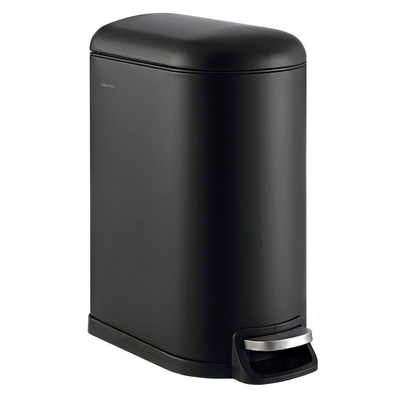 Poubelle à pédale en acier Roland, Noir, 10,6 gallons