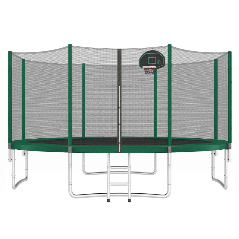 Trampoline polyvalent pour enfants avec caractéristiques de sécurité et fabrication robuste, Noir/vert