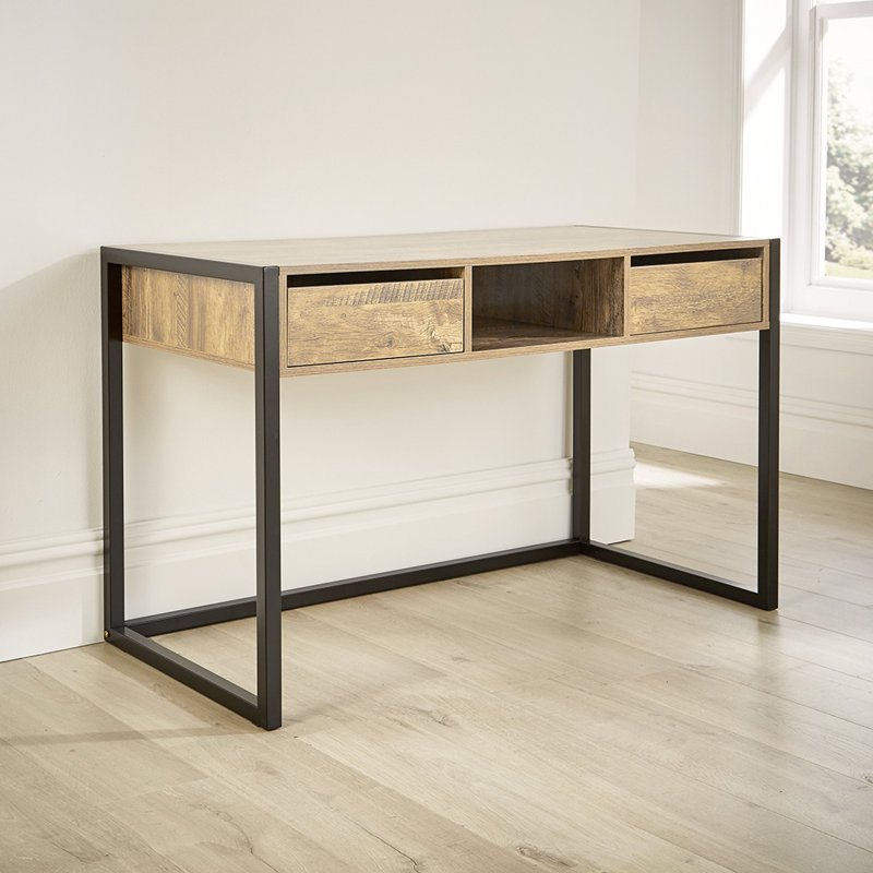 Kraul 120Cm W Rectangular Computer Desk, Oak, Black