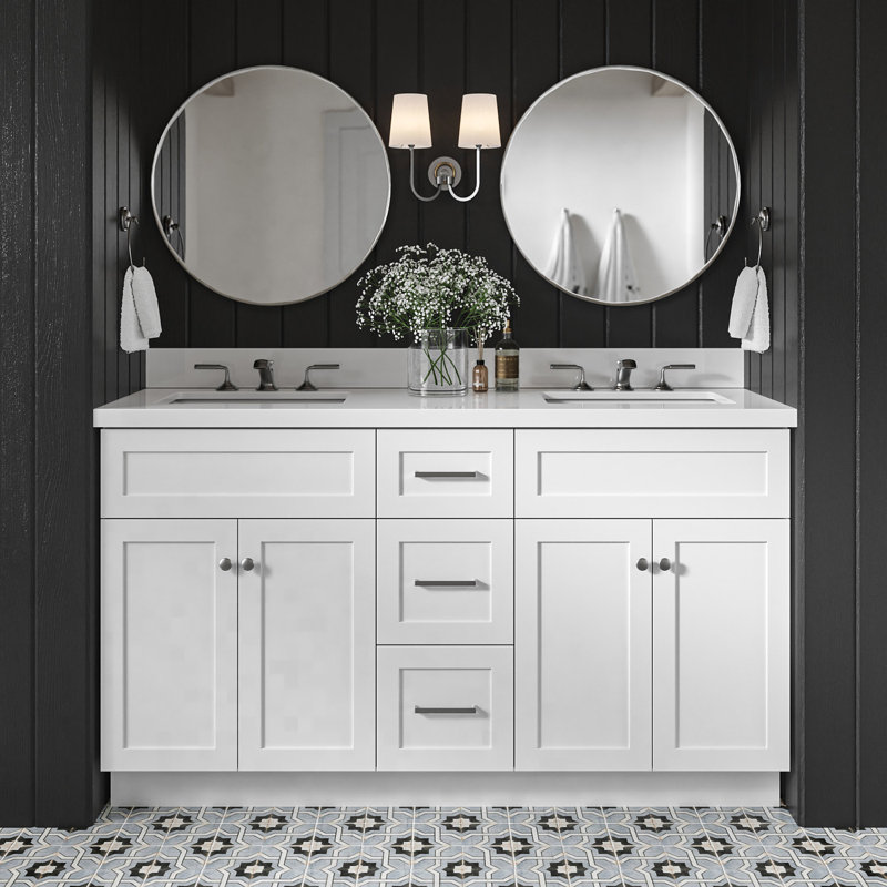 Ensemble de meuble-lavabo double 61 po Hamlet, Blanc