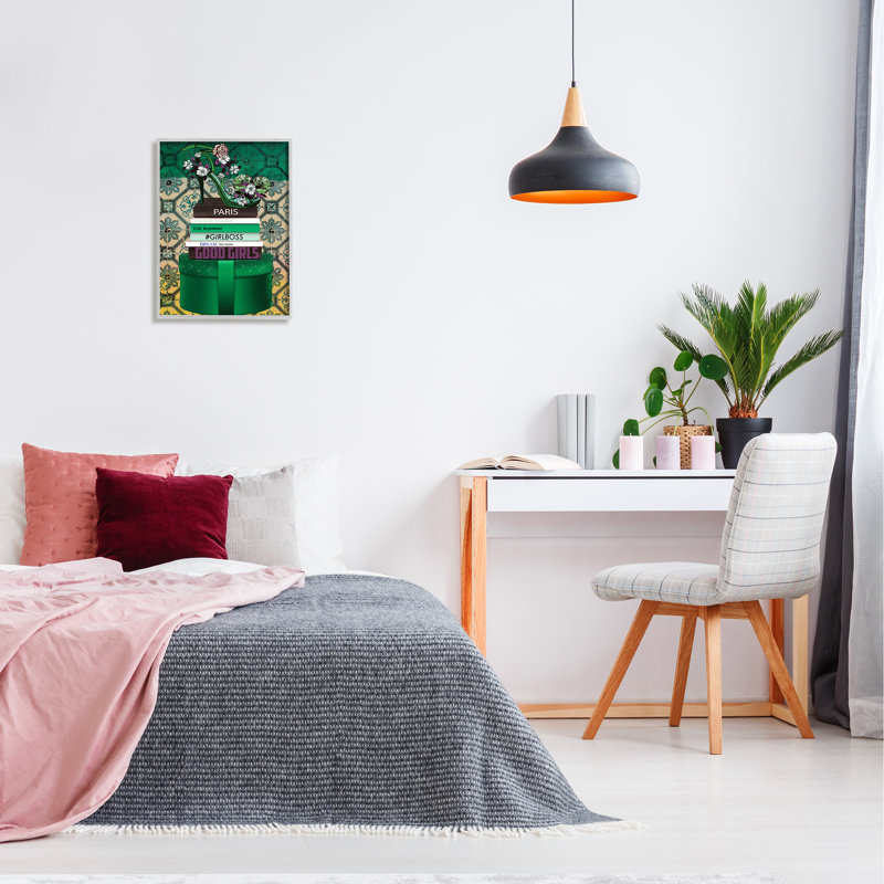 «Green Fashion», livres encadrés sur bois, impression, H 20 po x l 16 po x P 1,5 po, Estampe numérique Farmhouse