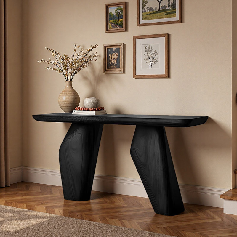 Console simple de style champêtre moderne, Noir, H 33,5 po x l 63 po x P 15,7 po