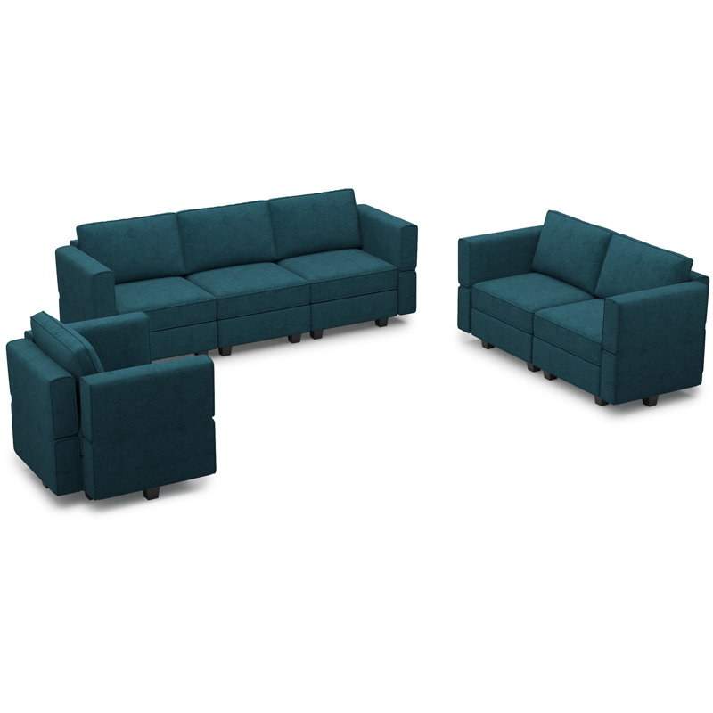 Ensemble de canapé modulaire en velours Ridoy, Ratine bleue
