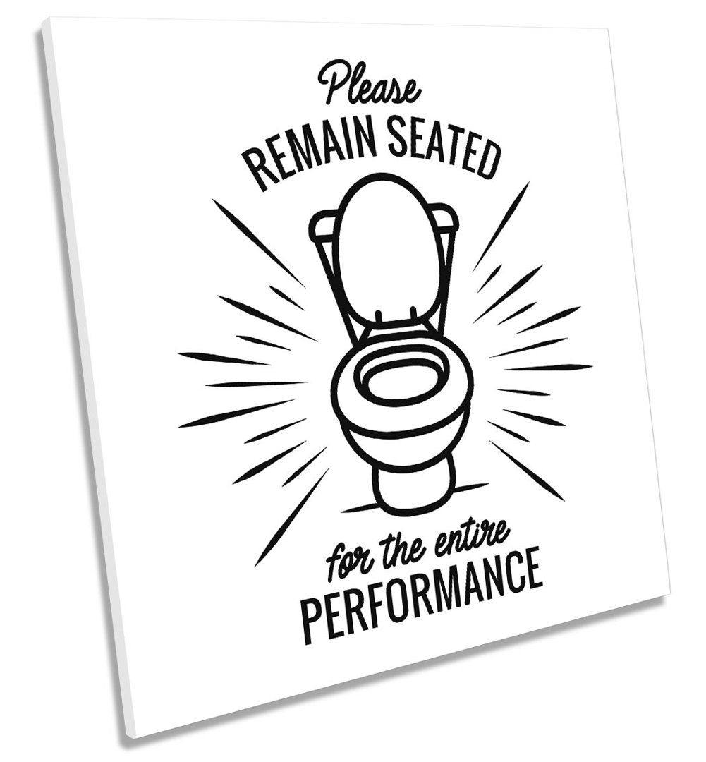 Bathroom Toilet Funny Picture CANVAS WALL ART Print Square White