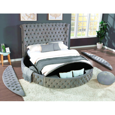Hazel Queen Size Tufted Storage Bed Made With Wood