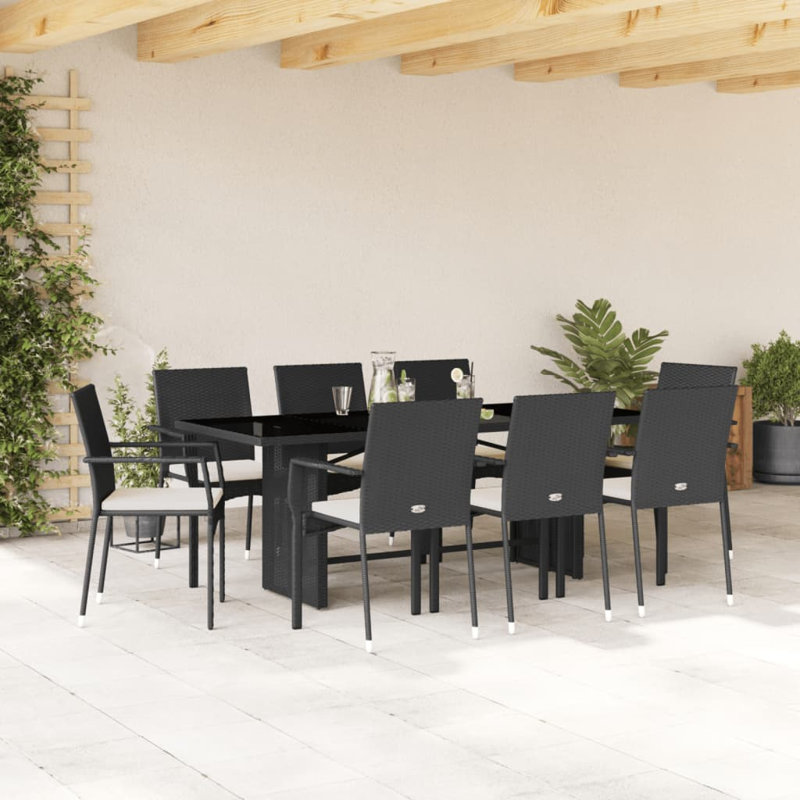  Ensemble de salle à manger de jardin noir