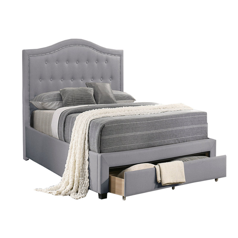 Gurdas Upholstered Platform Storage Bed, Full, Light Gray