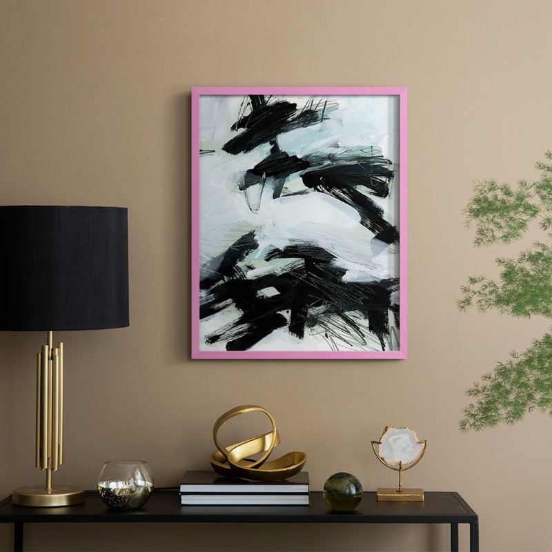 Reproduction encadrée océan en bois massif II, H 21 po x l 17 po, Rose