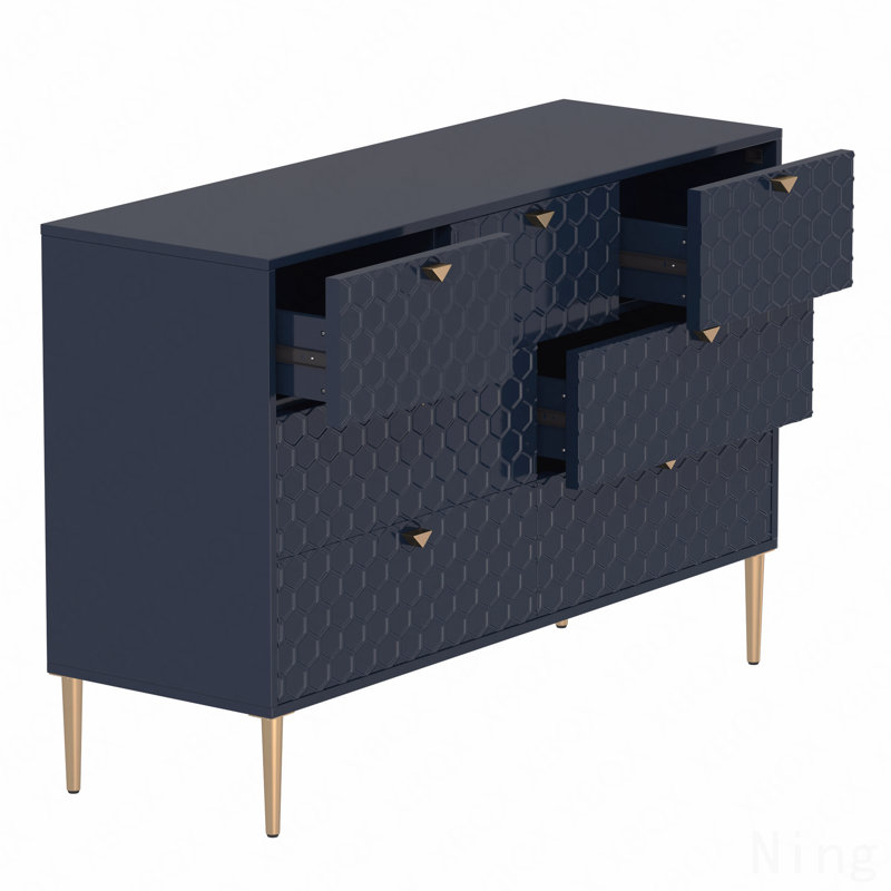 Armoire d'appoint de rangement 7 tiroirs Modern, Bleu
