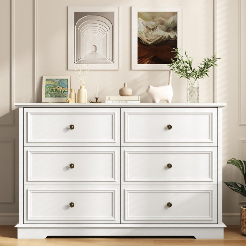 Commode double 6 tiroirs l 47,2 po Valera , Blanc