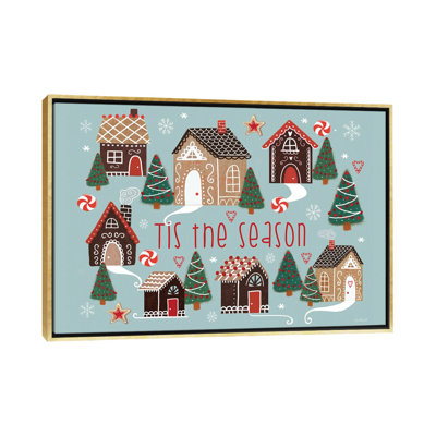 «Tis The Season Gingerbread Village», reproduction d'art sur toile encadrée