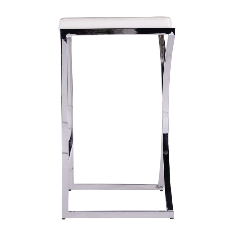 Natalya 24" Bar Stool, Silver, Bar Stool (31” Seat Height), White