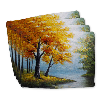 Ensemble de 4 napperons en polyester tressé | Décoration Trees by the Lake