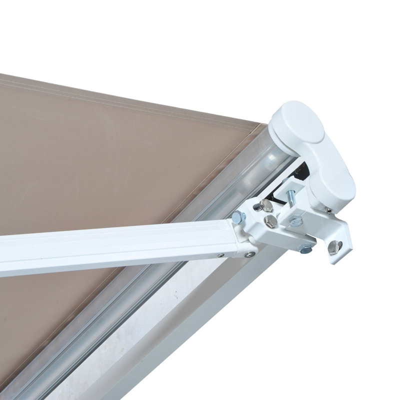 Outsunny 98.4'' W D Polyester Beige Cover Retractable Patio Awning