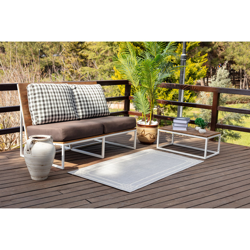 Peosta Indoor & Outdoor Boho Rug Grey/Ivory, Rectangle 80 x 150cm