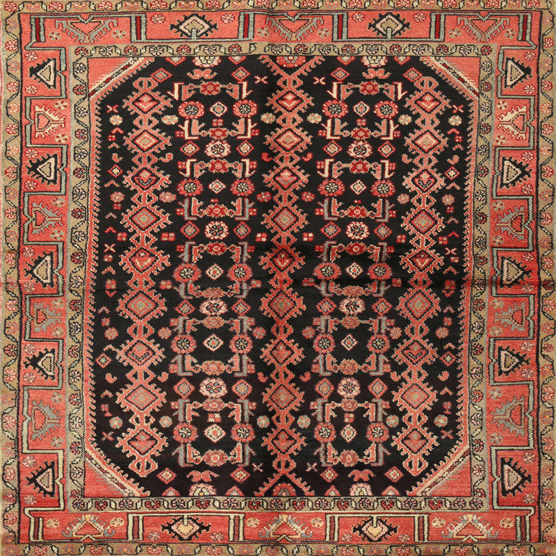Tapis rouge à motif sud-ouest, Carré 5 pi