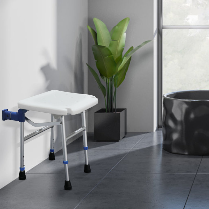Adjustable Height Shower Chair, Corrosion-Resistant Aluminum Alloy Bath Chair with 3-Level Height Adjustment, 275Lbs Capacity for Seniors & Disabled