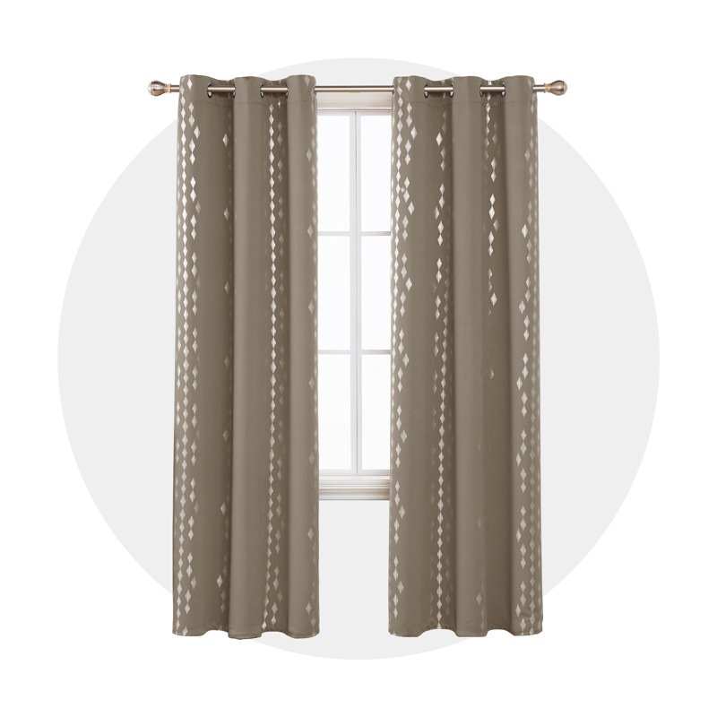 Bedolla Room Darkening Curtain Pair, 42" W x 71"L, Khaki