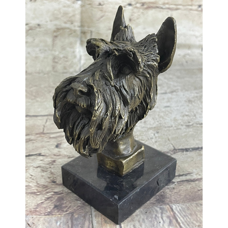 Velmanikandan 100% Solid Bronze Schnauzer Scottish Terrier Dog Animal Bookend Sculpture Figurine