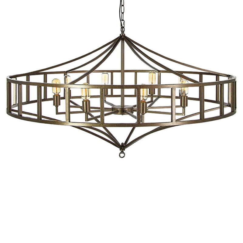 Rome 12 - Light Unique Geometric Chandelier with Wrought Iron Accents