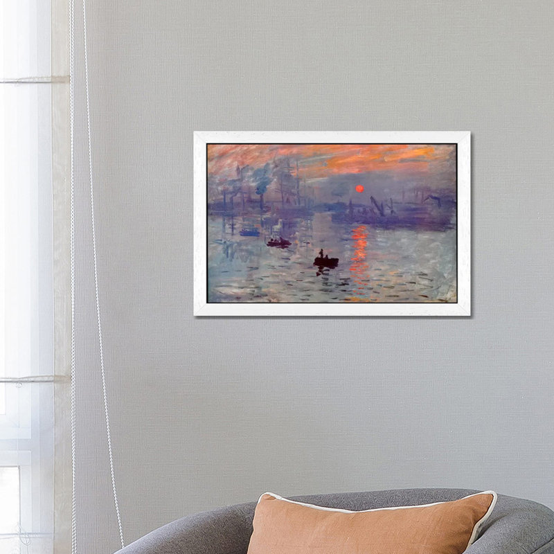 Sunrise Impression by Claude Monet - Painting on Canvas, White Framed, 66.04 cm H x 45.72 cm W