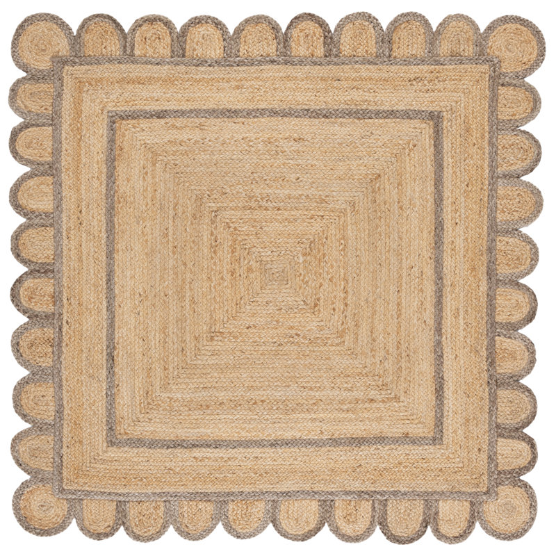 Natural Fiber Handwoven Jute Geometric Indoor Use Only Rug, Rectangle 4' x 6'