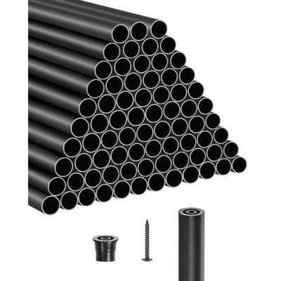Lot de 101 balustres d'escalier, 66 cm (26 po) en aluminium, barreaux ronds étanches de 19 mm (3/4 po), garde-corps creux avec capuchons et vis pour escaliers, porche, terrasse, noir mat