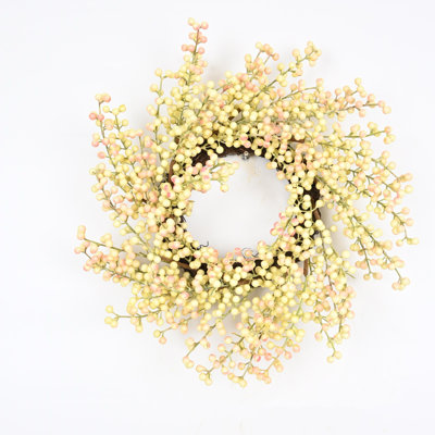 16" Artificial Farmhouse Blossoms Cluster Berry Fall Wreath For Front Door