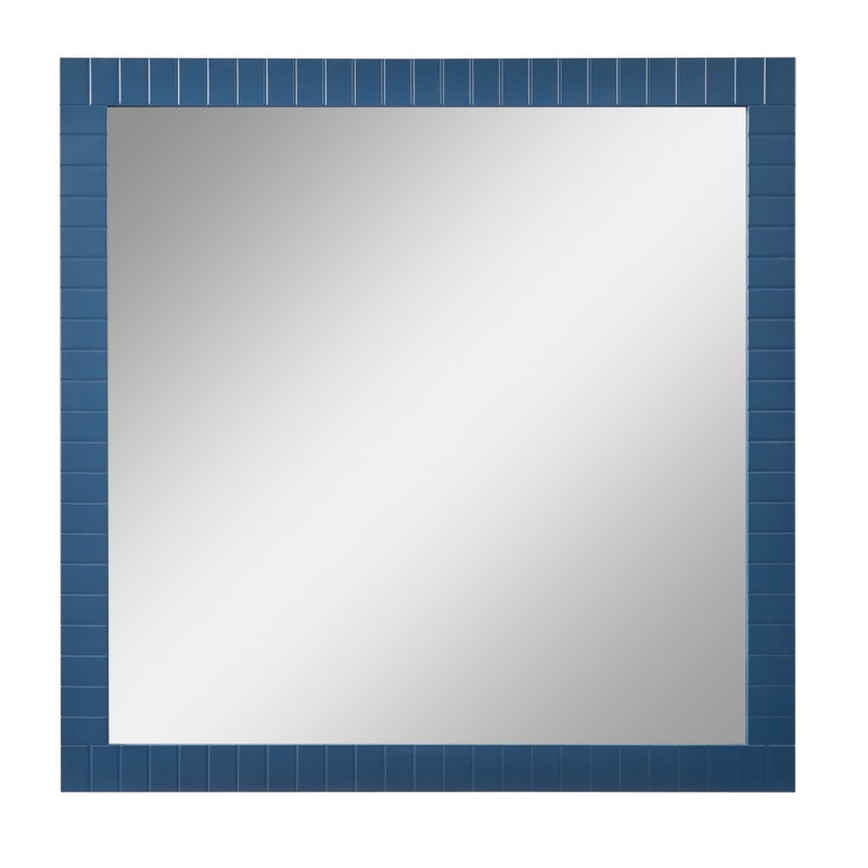 Miroir mural Kamien, 40 po x 40 po, Bleu mat