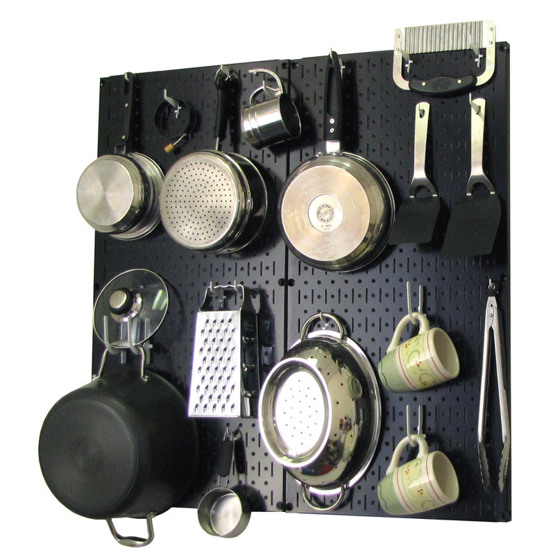 Metal Rectangle Wall Mounted Pot Rack, Black  /White