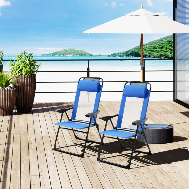 Ensemble de 2 chaises de patio pliantes Outsunny, Bleu