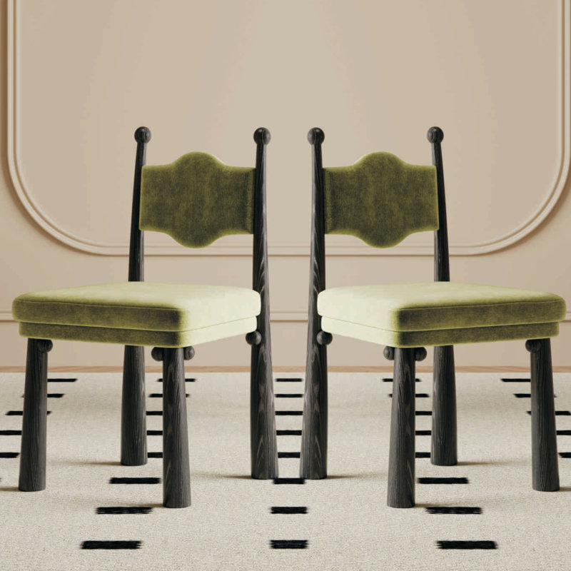 Chaise Kenyatta Bol Sant, Velours vert, Noir, 2