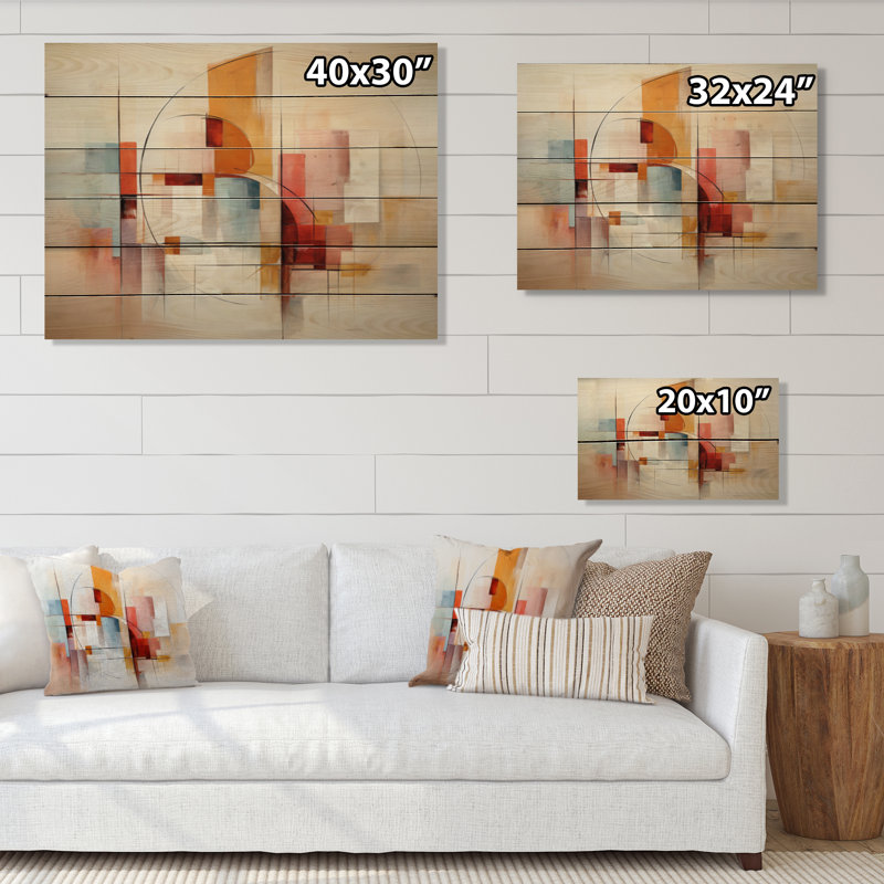 Jennya, paysage abstrait entrelacé sur bois, H 24 po x l 32 po x P 0,78 po