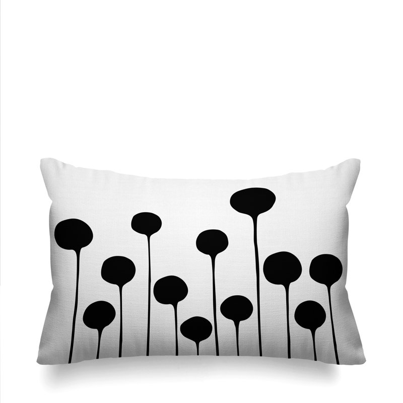 Whitfield Floral Abstract Indoor/Outdoor Throw Pillow, Black