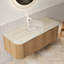Meuble-lavabo mural 48 po avec lavabo, lavabo et tablettes à bord arrondi flottant avec 2 tiroirs, lavabo et comptoir en verre Transparent 