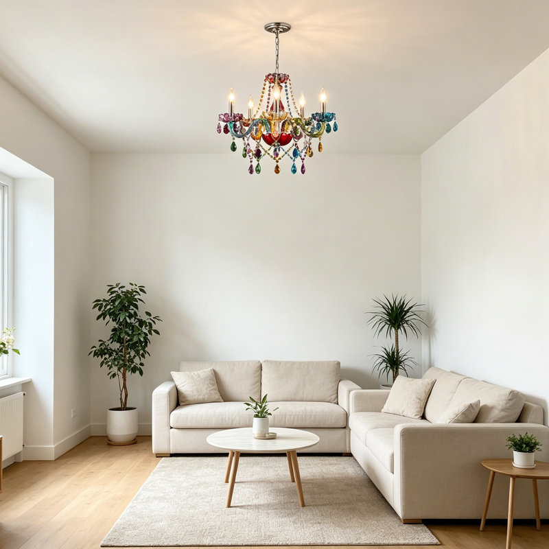 Luminaire suspendu en cristal 5 lumières K9, Multi-couleur
