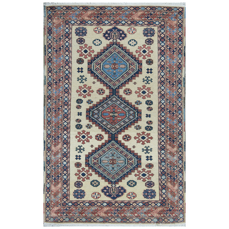 Tapis orange et beige noué à la main de haute qualité