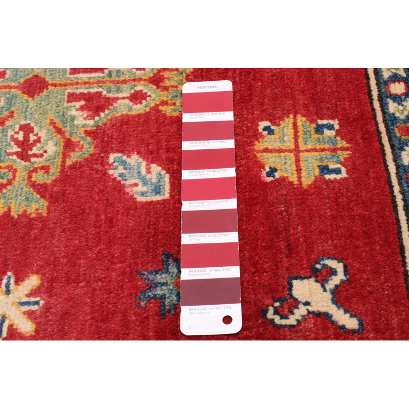 Tapis unique en laine noué à la main 6 pi 6 po x 9 pi 7 po nouvel âge Coppell - rouge / bleu / beige