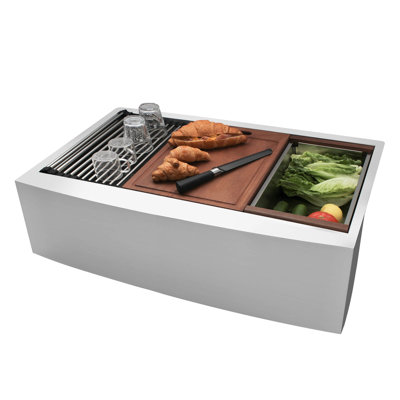 33'' L Farmhouse / Apron Single Bowl Stainless Steel Kitchen Sink