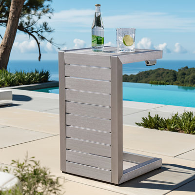 Alu C-shaped Side Table – Modern Outdoor End Table With Lightweight Aluminum Frame For Patio, Poolside, Or Garden
