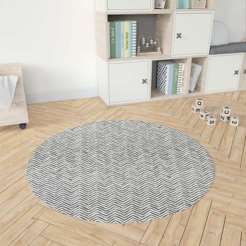 Tapis de jeu Chevron, Ivoire/gris anthracite