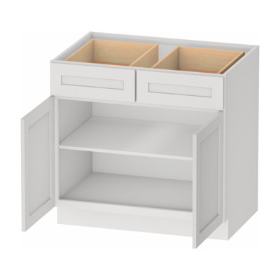 Meuble bas standard en contreplaqué blanc, prêt à assembler, Kindwood Eco Shaker, 91,4 cm (L) x 61 cm (P) x 87,6 cm (H),