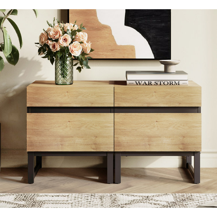 Aadam 2 Piece Modern End Table With 2 Drawers