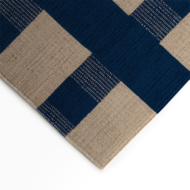 Tapis d'intérieur et d'extérieur à carreaux bleu, Rectangulaire 3 pi x 5 pi