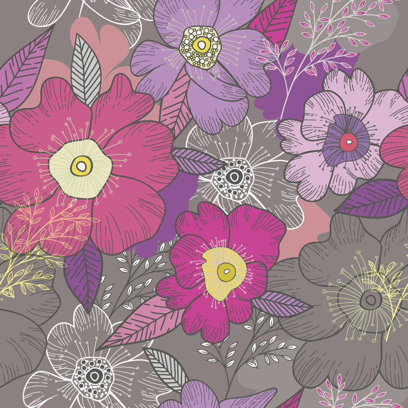 Maubray Floral Background by Suriko - Wrapped Canvas Print, 76cm H x 76cm W x 3.8cm D