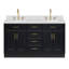 Meuble-lavabo double en bois massif Tidworth avec plateau en quartz blanc de 1,5 po-823641528-818783555