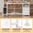  Computer Desk 47 in. with Power Outlets Gaming Desk with Drawer, 2 Monitor Stands, White/Rustic Brown-769535441-769535446
