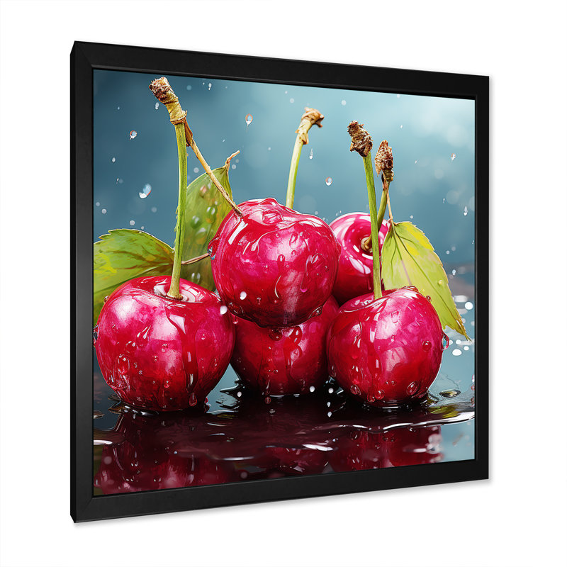 Cherry Eclipse 1 - Art mural cerise, H 36 po x l 36 po x P 1,5 po, Cadre simple noir