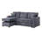 Convertible Sectional Dark Gray Color Corduroy Reversible Chaise W Storage And Sofa Pull Out Bed Pillows Living Room 2Pc Set-615309108